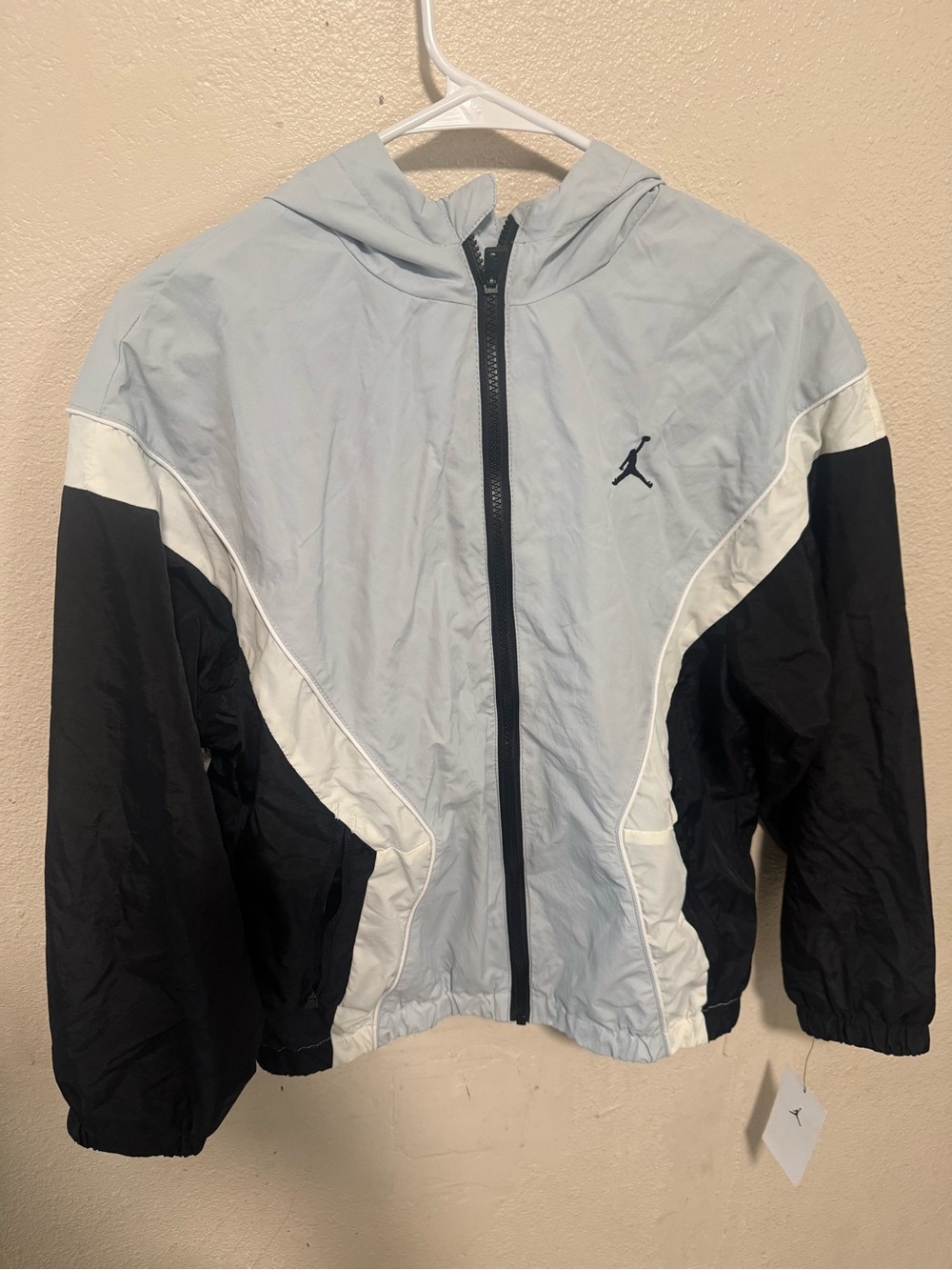Jordan Light Gray, Black & White Hooded Windbreaker